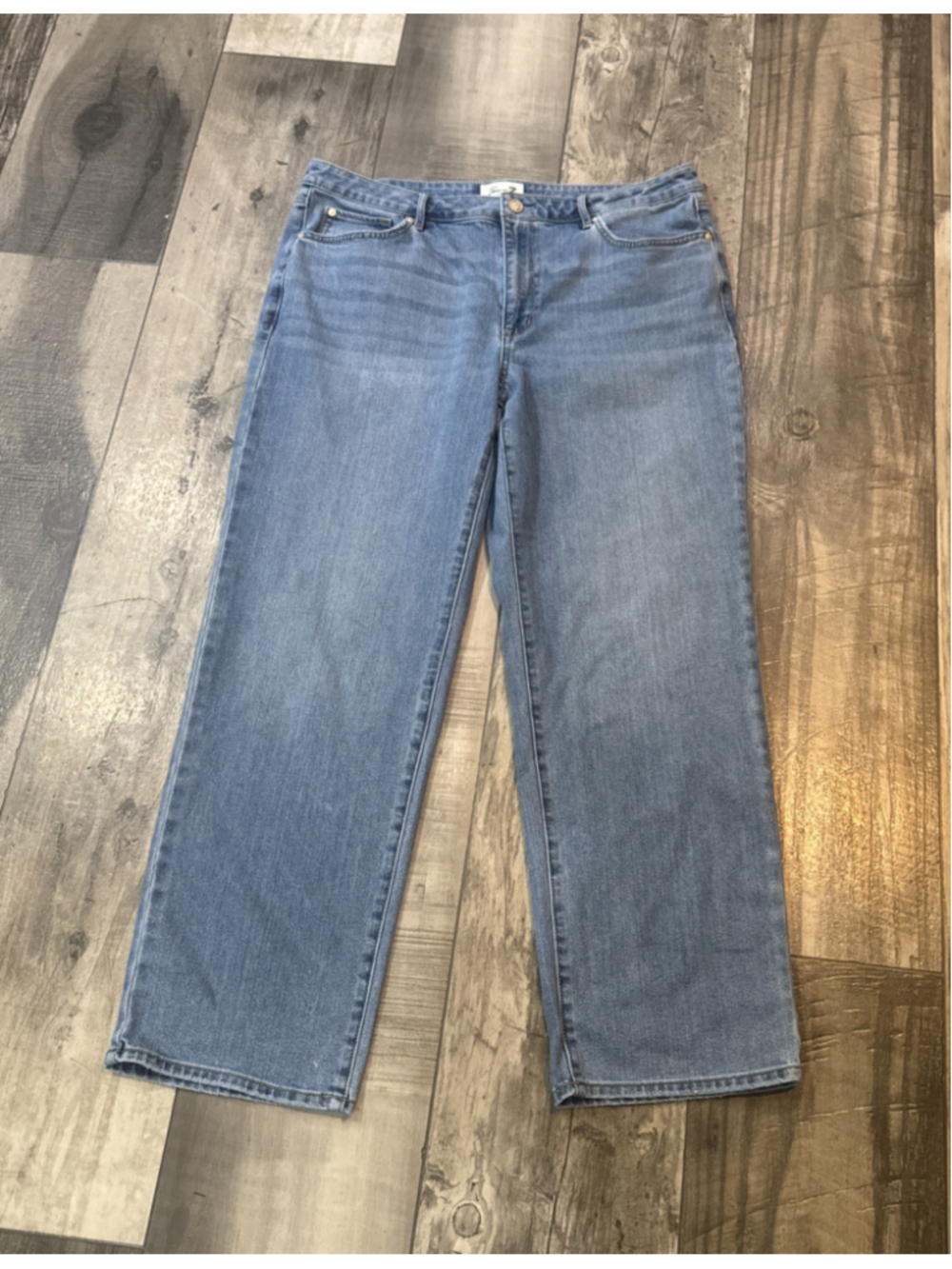 Seven7 Womens Loose Straight Leg High Rise Jeans Authentic Blue Denim Size 14